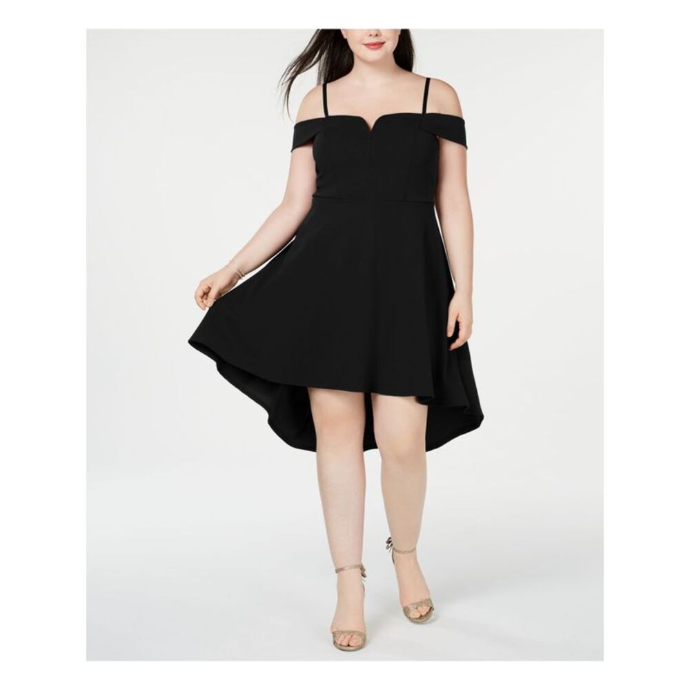CITY STUDIO Womens Navy Spaghetti Strap Midi Formal Fit + Flare Dress Plus 20W